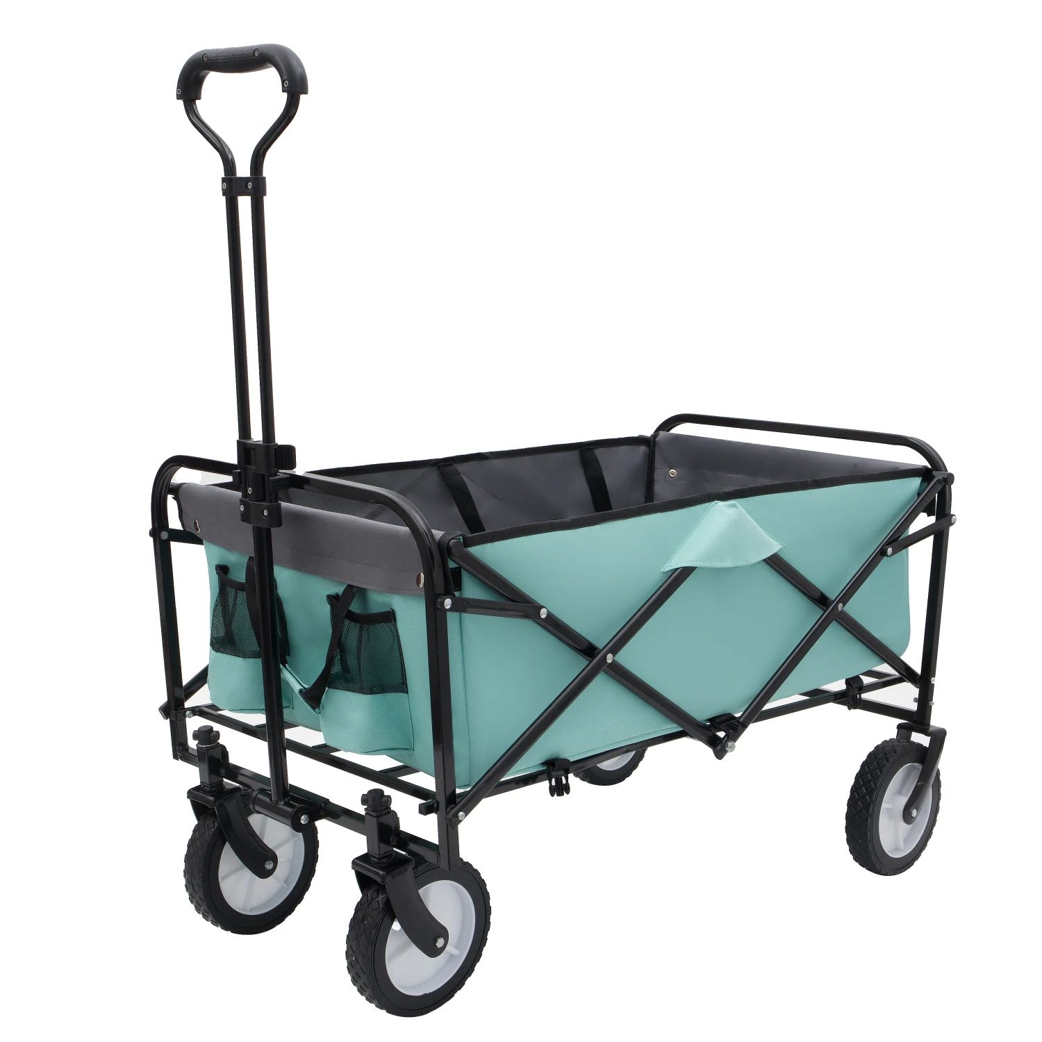 

Collapsible Green Utility Wagon Cart - 225lbs Support, All-Terrain Wheels