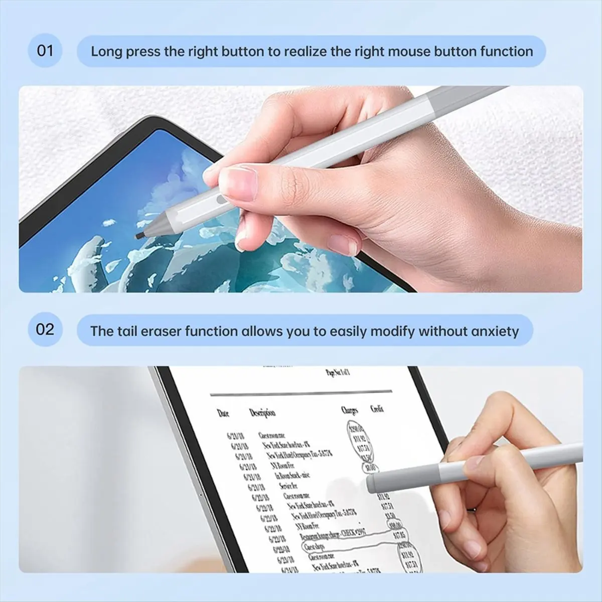 

Стилус A73T для Surface Pro 8/X/7/6/5/4/3/Surface 3/Go/Go 2/Go 3/Book, сенсорная ручка для планшетов с тактильным моторным откликом