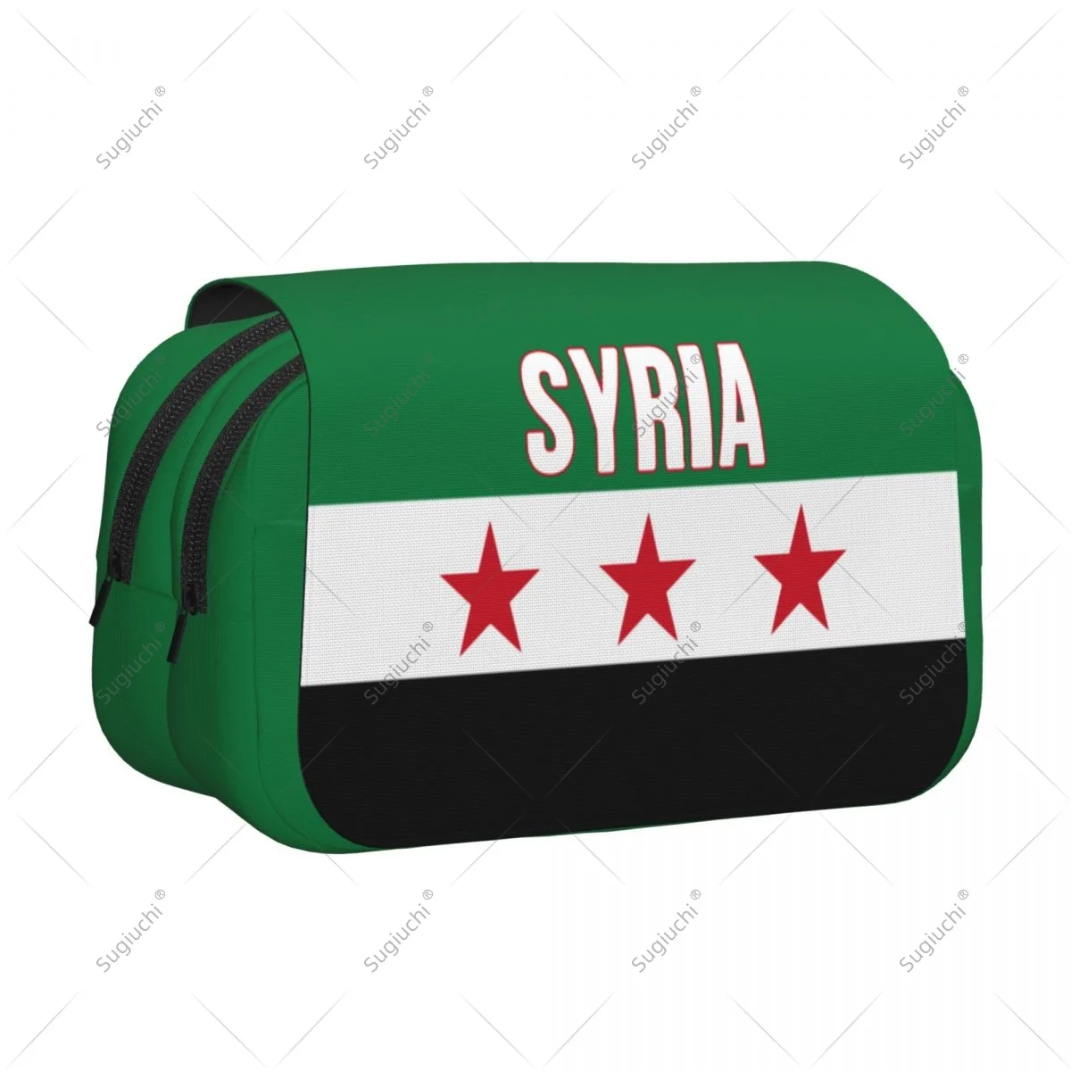 Pencil Case Scissors Bags 3D Syria Flag Double-layer Oxford Cloth Stationery Storage Pen Box Case