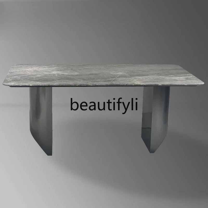 

Italian light luxury rectangular marble dining table modern simple dining chair dining table