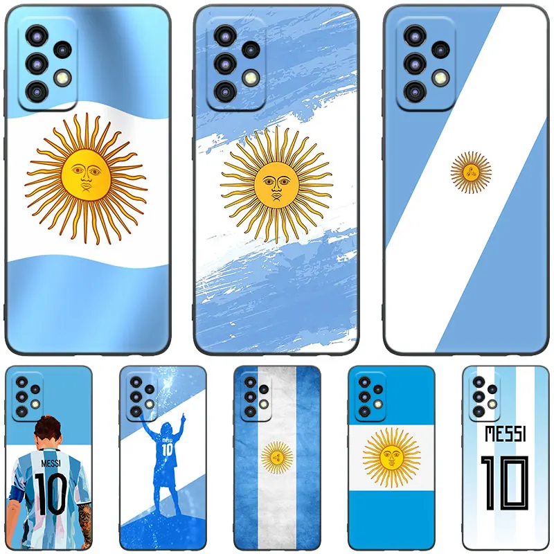 Argentina Flag Black Case For Samsung Galaxy A04S A04E A12 A13 A14 A22 A23 A32 A33 A34 A50 A51 A52S A53 A54 A70 A71 A72 A73 5G