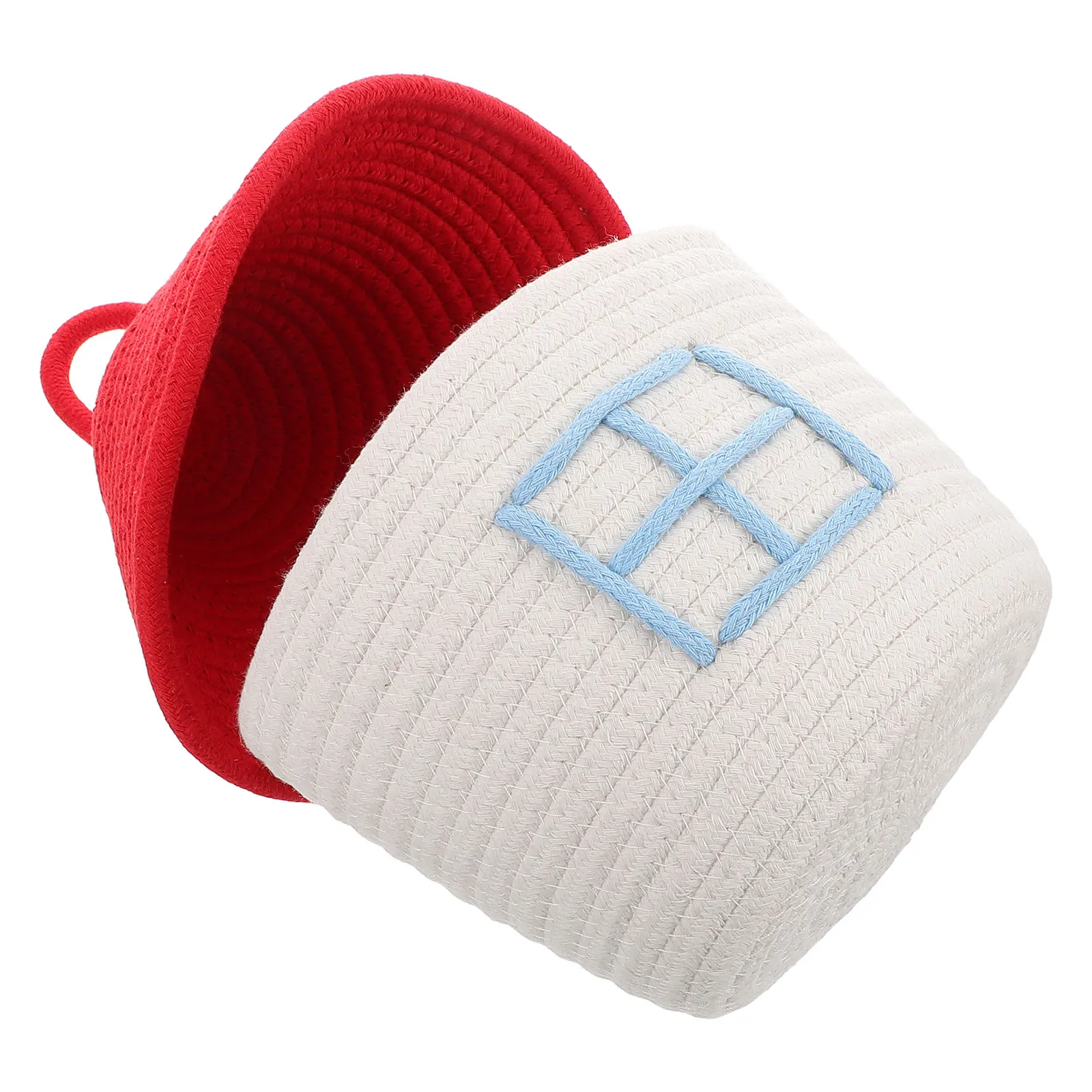 

Креативная тканая настольная хлопковая тканая корзина для хранения, небольшой дом, хлопковая корзина для спальни, гостиной, детской игрушки, декор