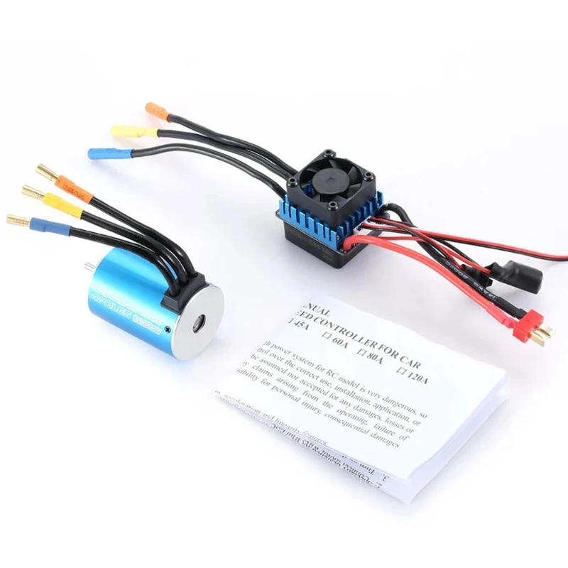 RC 3650 4300KV 3900KV 3500KV 3100KV Sensorless Brushless Motor With 60A Brushless ESC With LED Programming Card For 1/10 RC Car