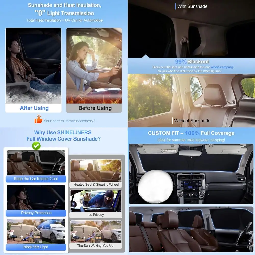 

Car Window Shades for 2022-2025 Grand Cherokee, Full Coverage Sunshades, UV Protection, Privacy for Outdoors