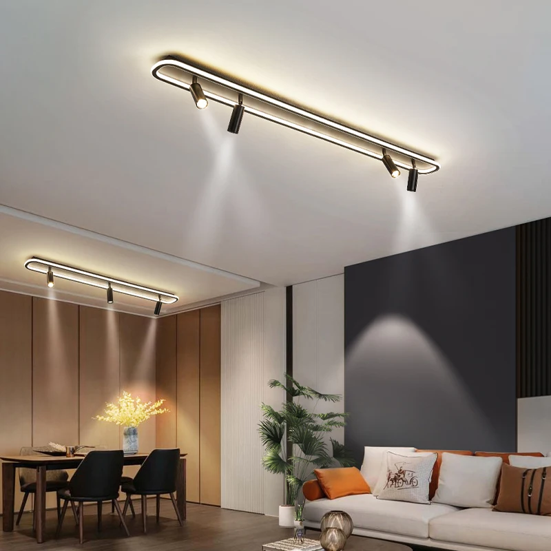 Modern LED Ceiling Chandelier Gold Black Aisle Spotlight For Bedroom Living Dining Room Restaurant Porch AC90-260 Indoor Fixture