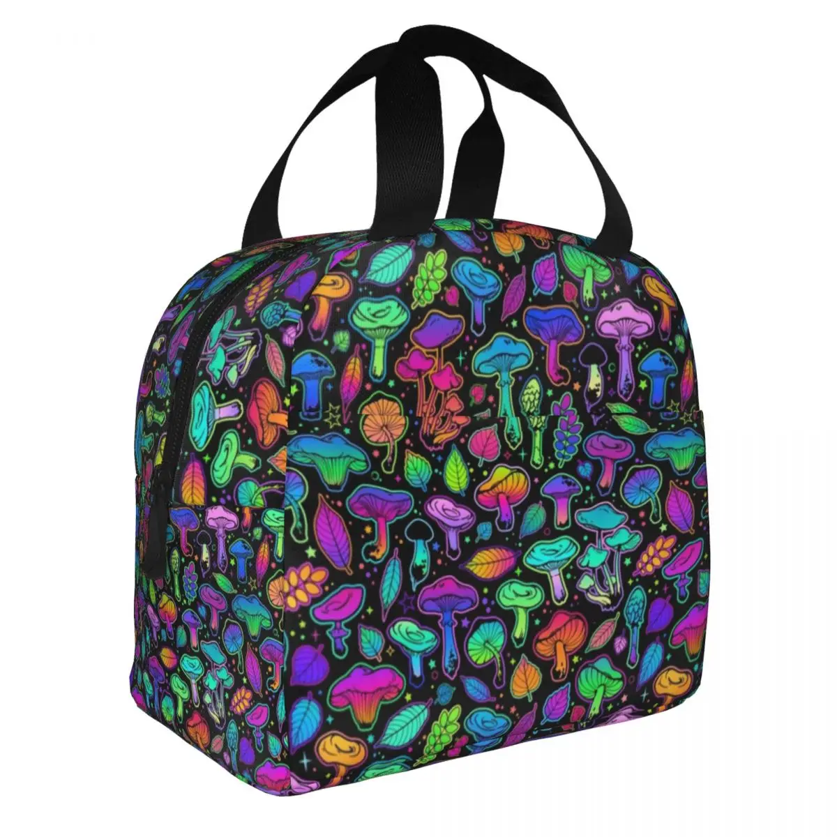 Custom Magic Rainbow Mushroom Resuable Lunch Boxes for Women Waterproof Mysterious Boho Cooler Thermal Food Insulated Lunch Bag