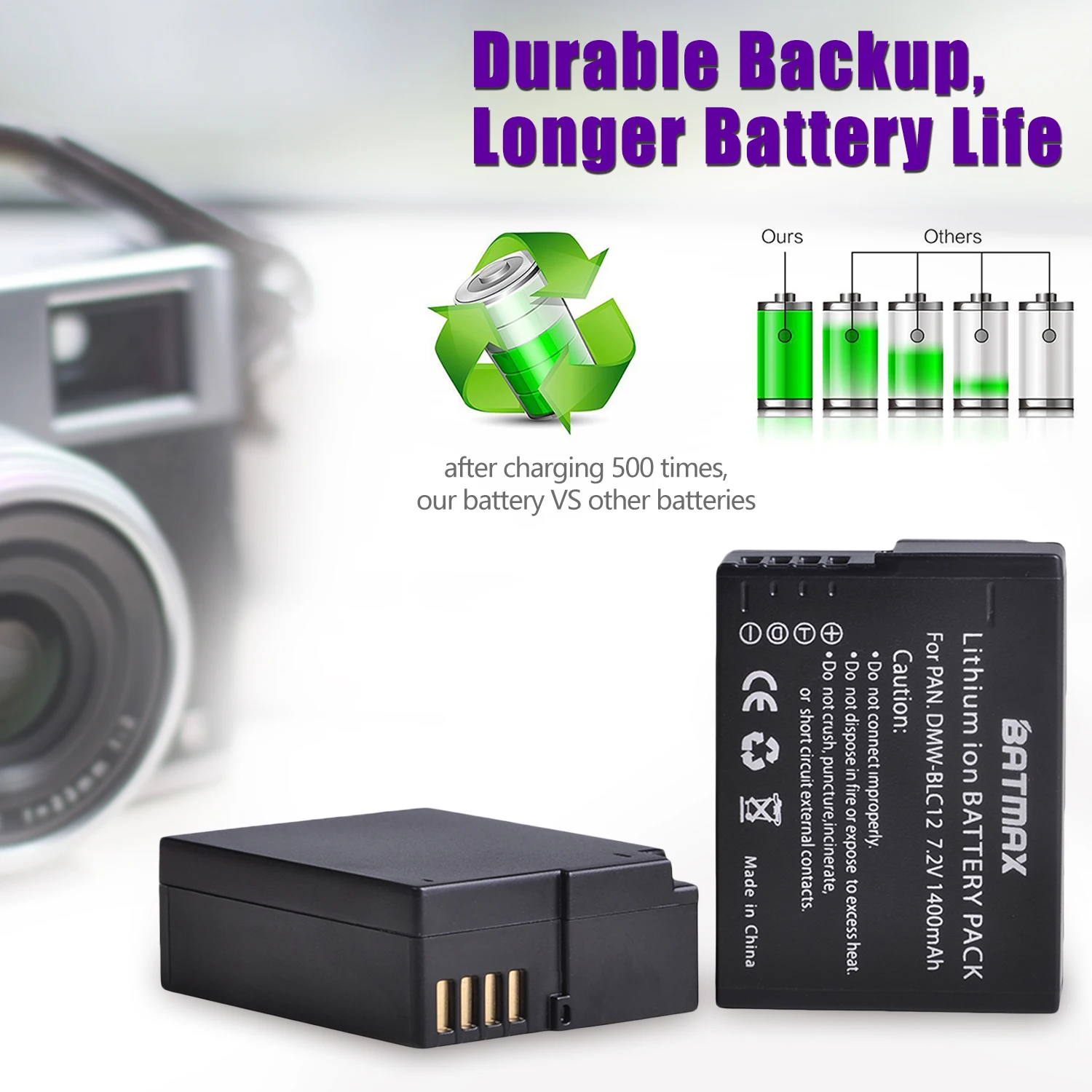 4X DMW-BLC12 BLC12 DMW-BLC12E DMW-BLC12PP Battery + LCD Dual Charger for Panasonic Lumix DMC-G85,FZ200,FZ1000,G5,G6,G7,GH2,GX8