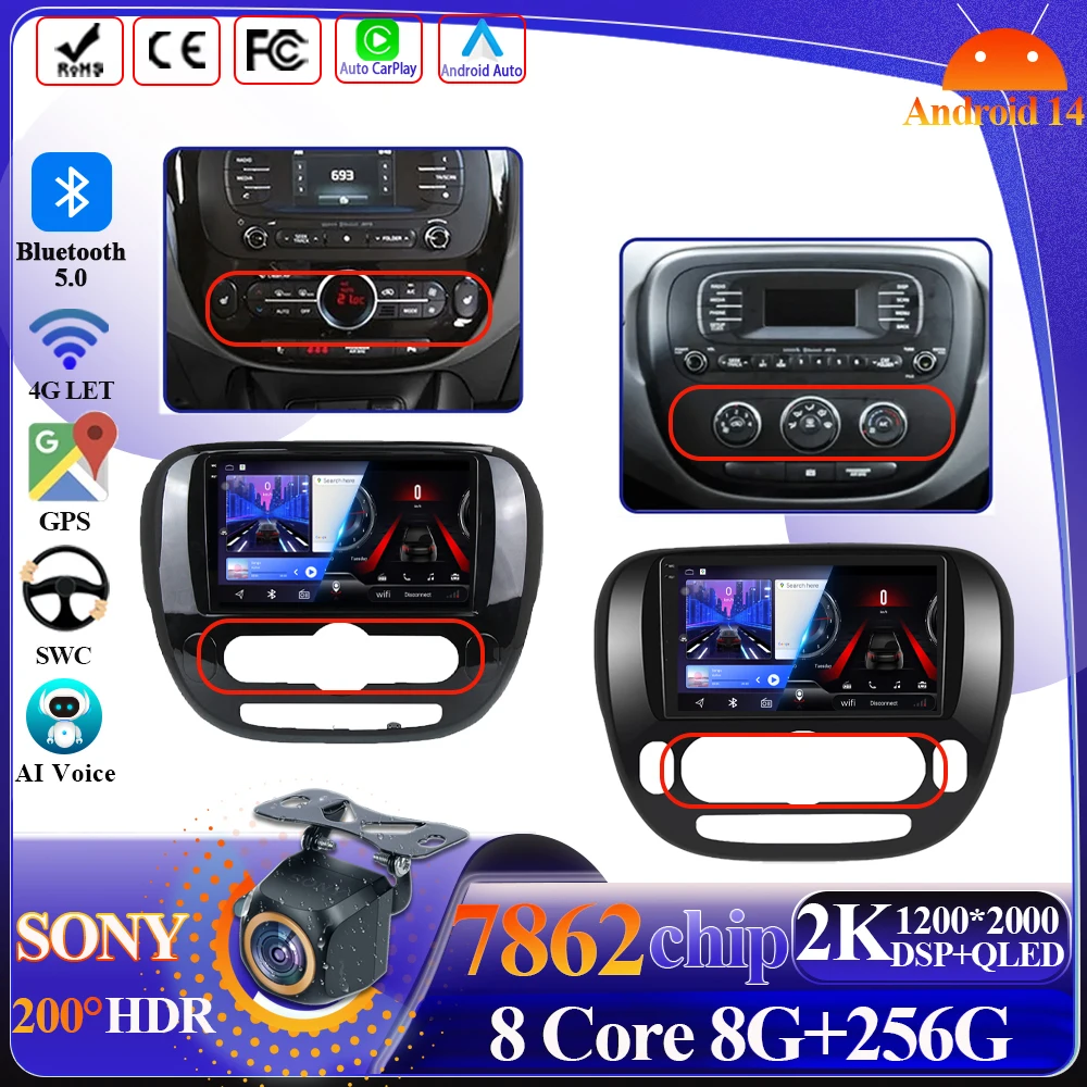 

Android 14 Auto Carplay For Kia Soul 2 PS 2013-2019 Intelligent System 8 core Car Multimedia Player 5G Wifi GPS Touch Display