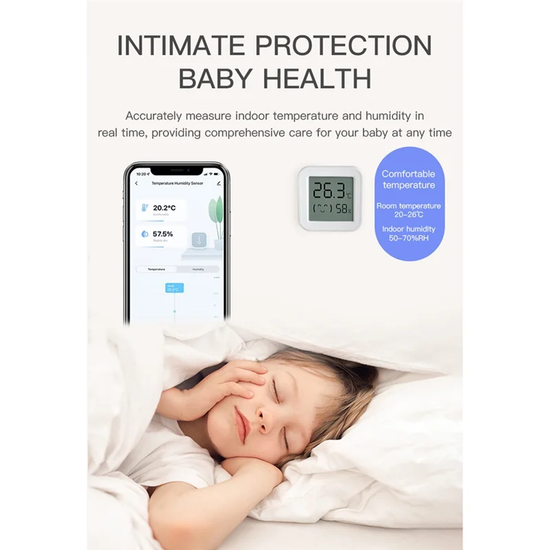 ABKI-Tuya Zigbee Sensor Kelembaban Suhu dengan Layar LCD Monitor Aplikasi Pintar Waktu Nyata dari Jarak Jauh untuk Alexa/Google Home