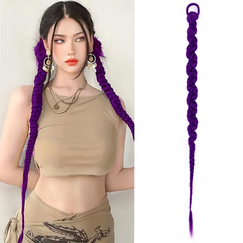 

Purple Braided Wig Hair Extension Braided Tail Fashion Long Twisted Tail Synthetic Hair Extension Hip Hop Y2K Girl