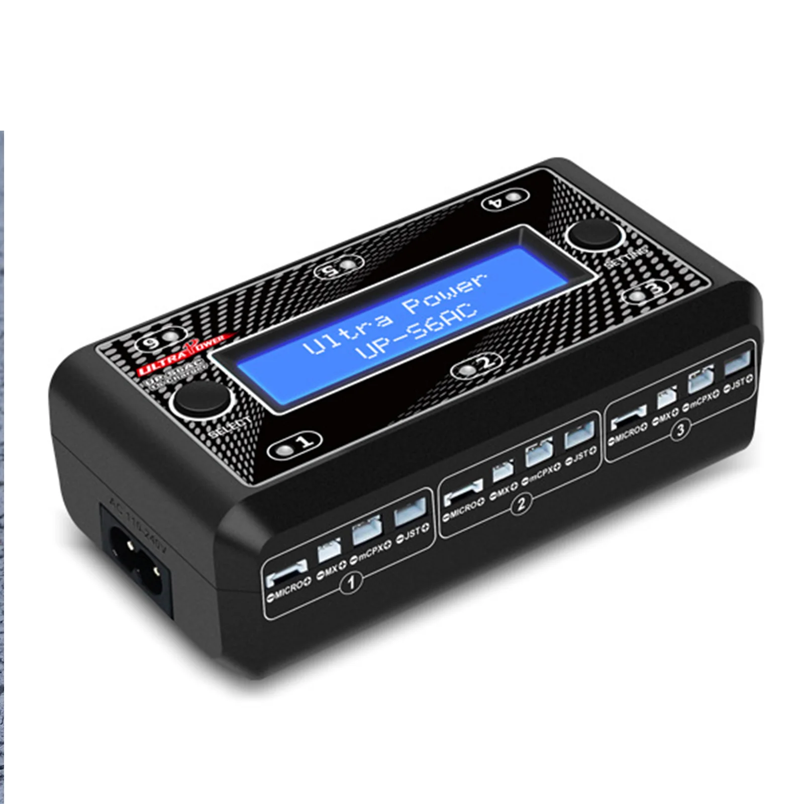 Fast Charging 1S Lipo Battery Charger With Multiple USB Port Battery Connector Types UP-S6AC 6x4. 1S