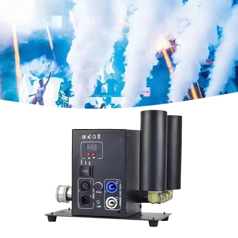 Wedding Atmosphere Smoke Maker Special Effects Adjustable Double Pipe Jet Machine CO2 Cannon DJ LED Light for Concert Disco Club