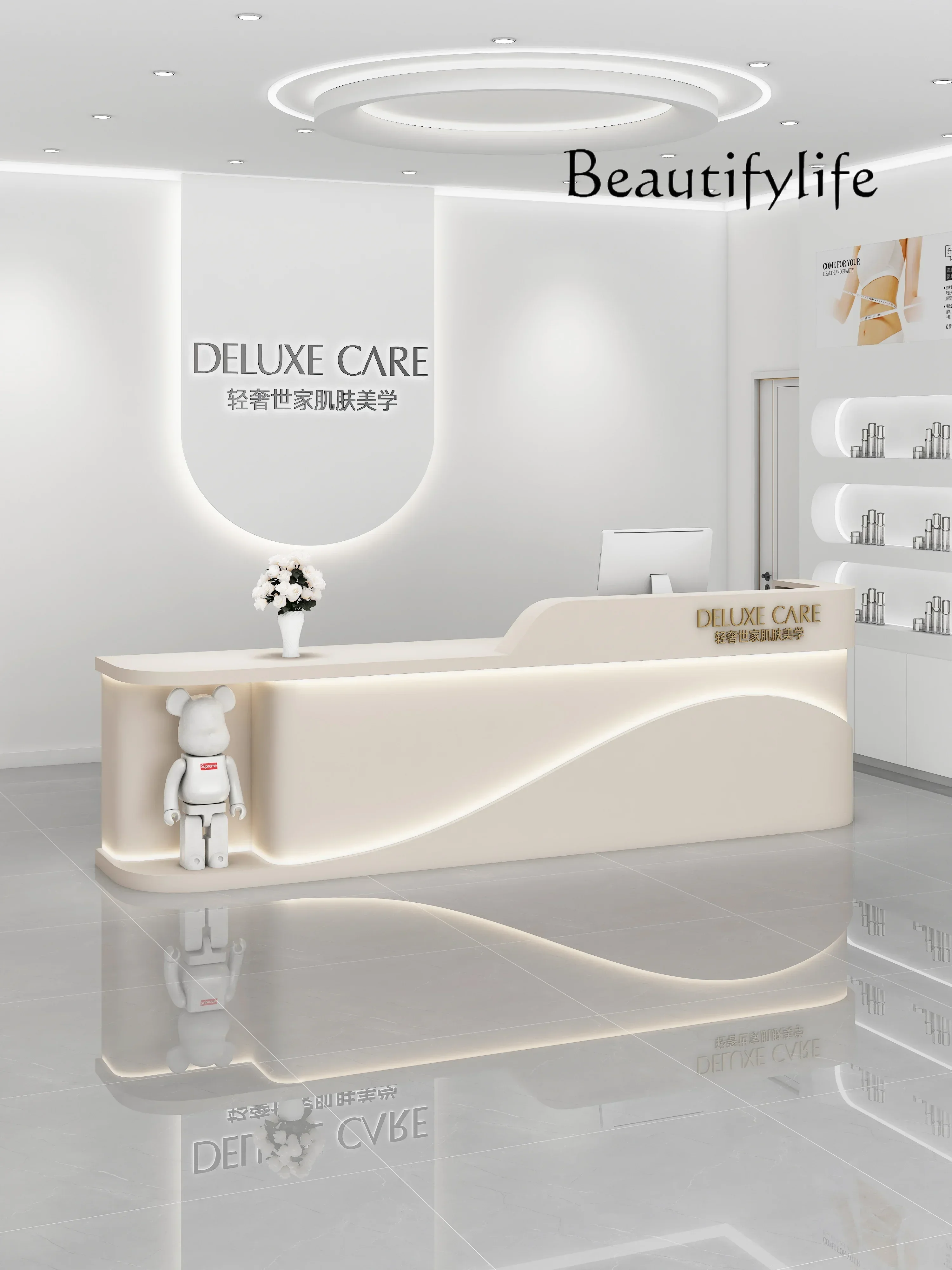 مكتب الاستقبال مجموعة بسيطة وخفيفة فاخرة مكتب منصة مشروبات أمين الصندوق عيادة الفم متجر الملابس صالون تجميل