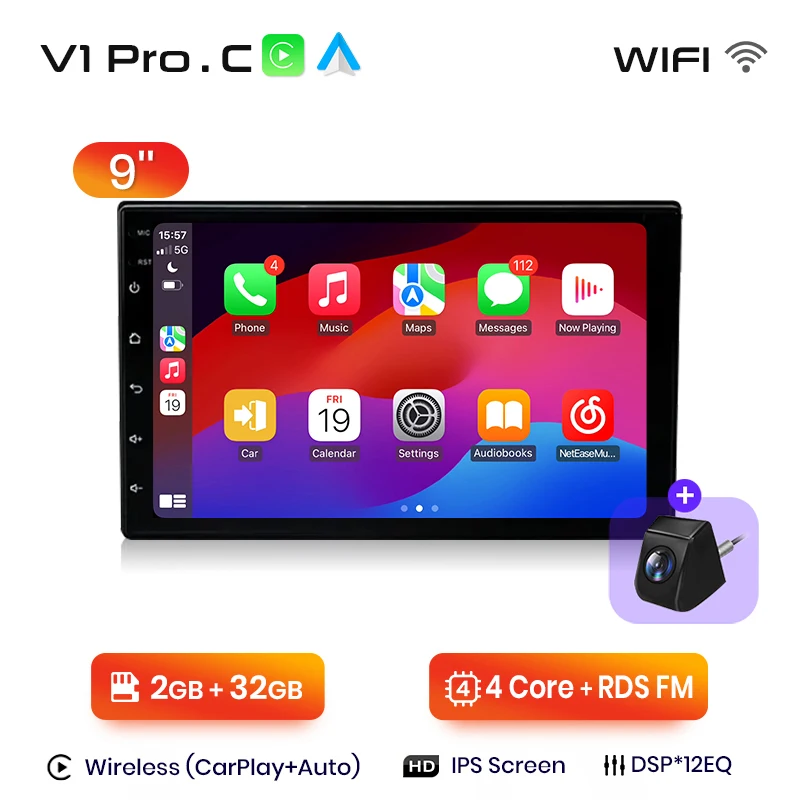 Junsun 7 9 10 "Android 2 Din Universele Autoradio Radio Multimedia Speler CarPlay Auto Intelligente Systemen GPS navigatie BT DSP