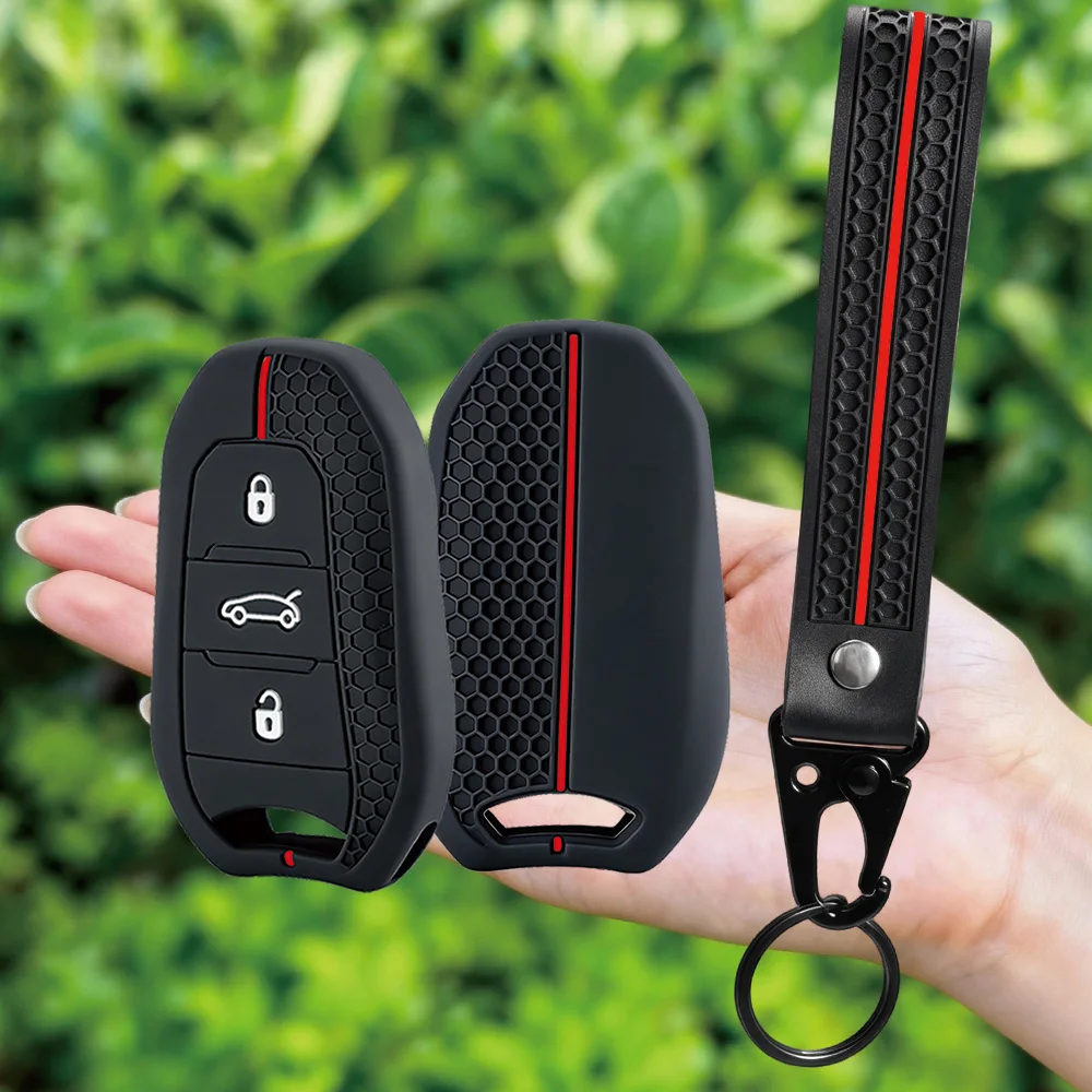 Keychain Silicone Car Key Case Cover For Peugeot 2008 3008 4008 5008 308 408 508 Citroen C5 C4 C6 C3-XR Picasso Grand DS3 DS5 - view 4