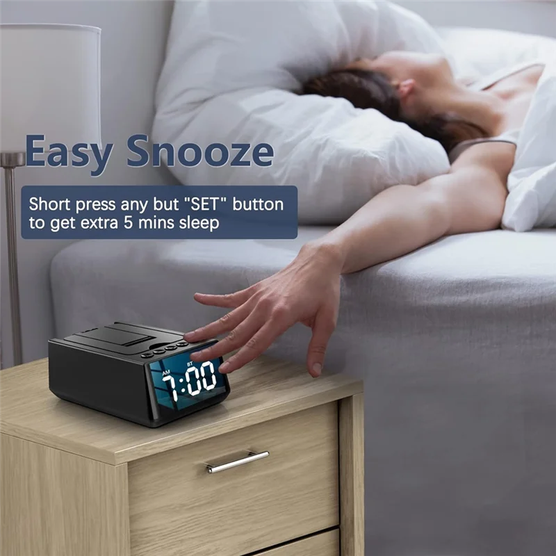 

A31R-3 In 1 Wireless Bluetooth Speaker With Loud Alarm Clock Cell Phone Stand TF Card Reader HD Surround Sound
