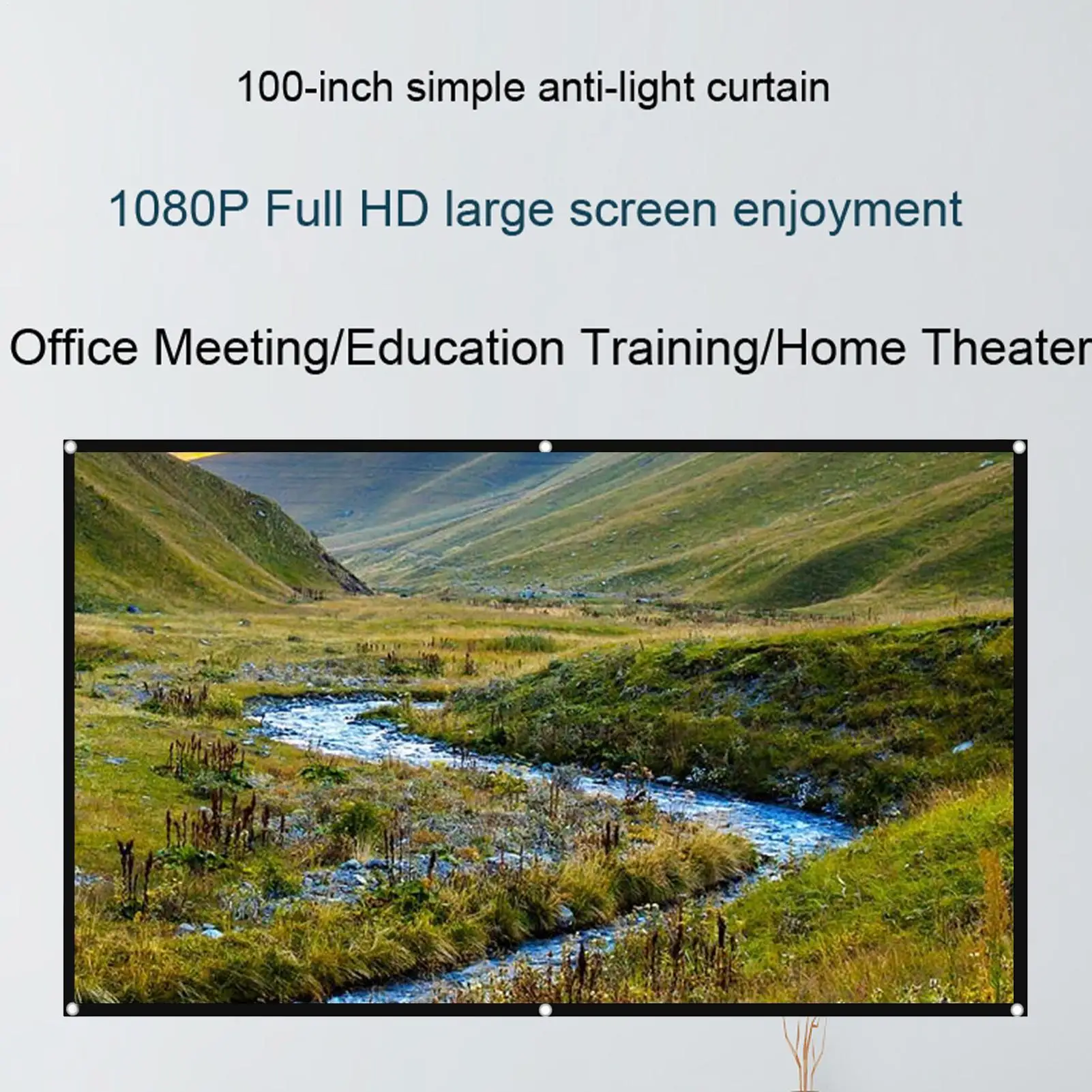 

Projector Screen 16:9 Anti-Light Anti-Crease 60-130 Inch Optical Coating Reflective For Home Cinema Theater Presentation