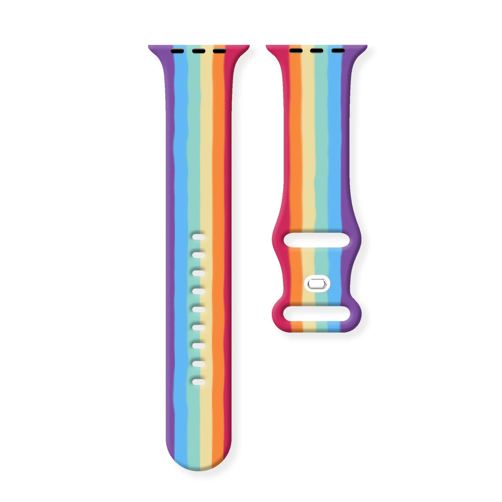 

Bright Rainbow Printed Strap for Apple Watch 10 9 8 Silicone Band Replaceable Bracelet for iWatch 46mm 44mm 42mm 41mm Watchband