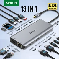 MOKiN USB C HUB PD100W estación de acoplamiento 4K 60Hz tipo C a HDMI DP 3 USB 3,1 Gigabit Ethernet para MacBook Pro Air M2 M1 hub usb