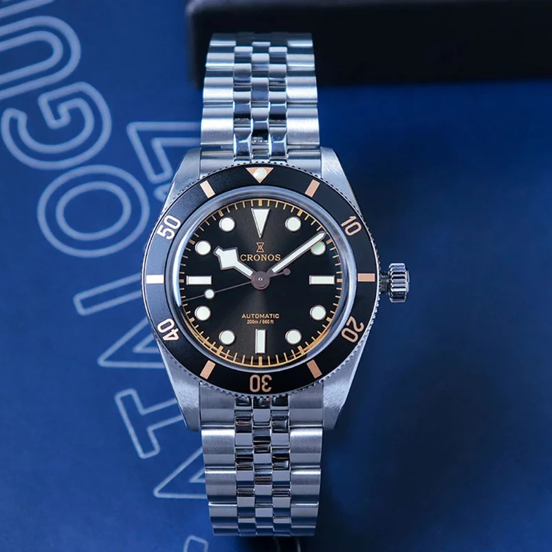 

Cronos Luxury Men's Watches 39mm Diver BB54 Vintage Automatic PT5000 Movement Matt/ Aluminum Bezel Sapphire Waterproof L6052