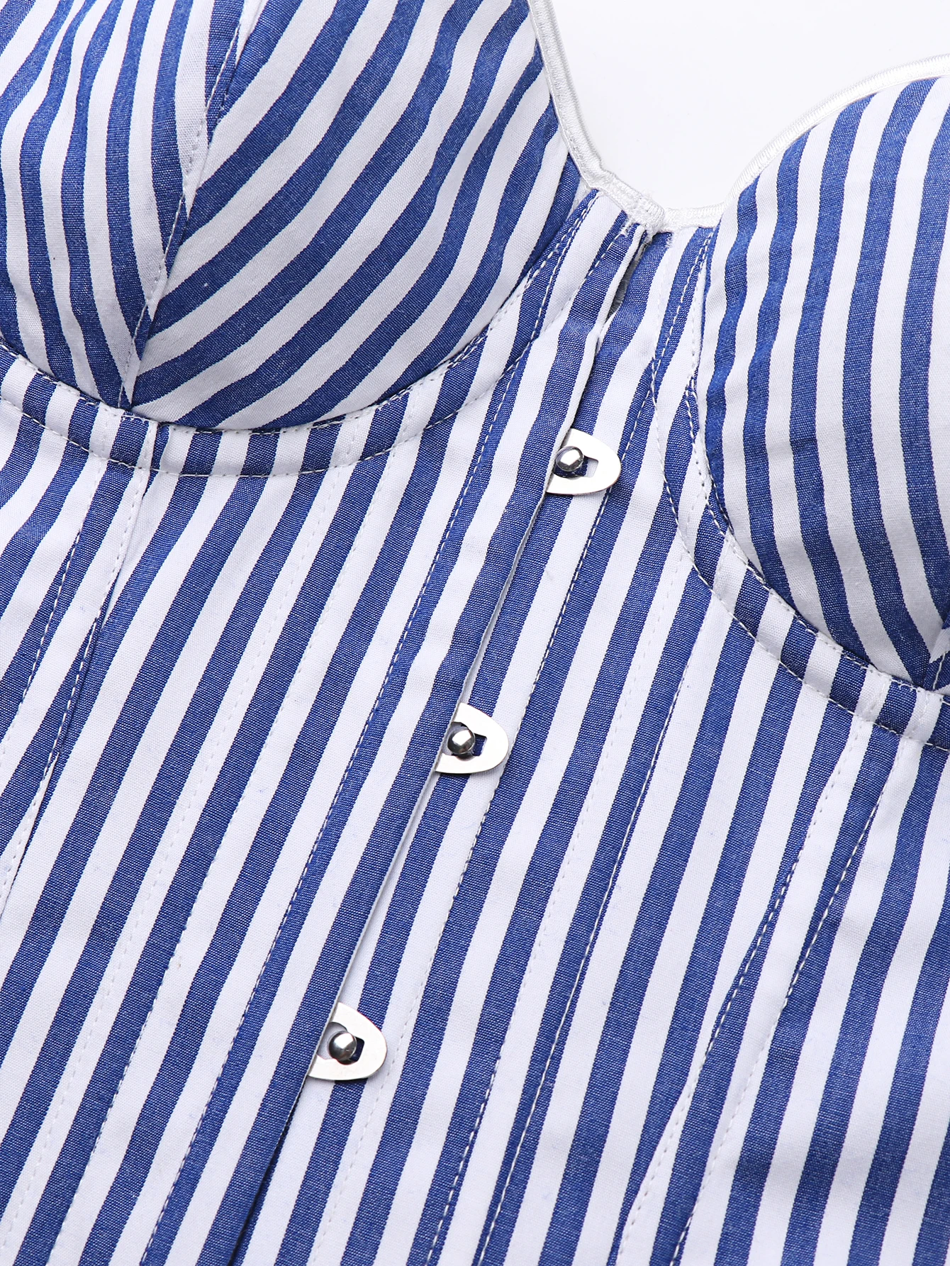 New retro striped double shoulder strap strapless and body hugging corset for women