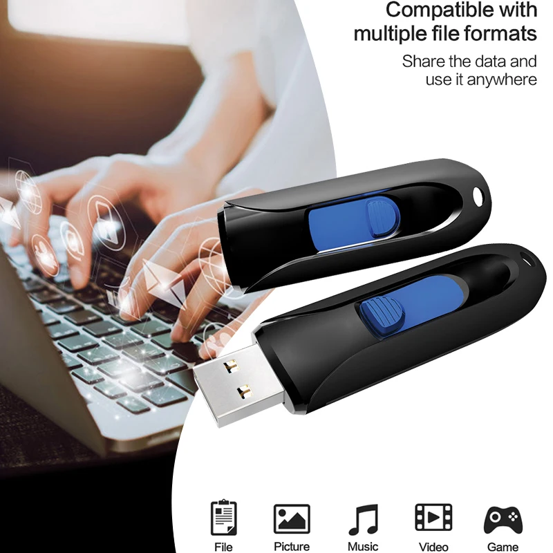 محرك أقراص فلاش USB 2.0 64 جيجابايت محرك أقراص قلم على شكل دفع وسحب 8 جيجابايت 16 جيجابايت 32 جيجابايت 128 جيجابايت قرص فلاش عصا ذاكرة عالية السرعة