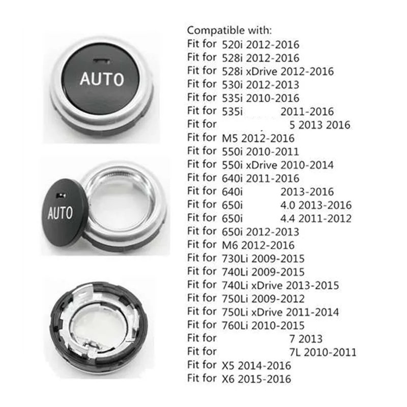 BMW X5 X6 F10 F07 F02 F15 F16 용 공조 에어컨 회전 노브 버튼 스위치 수리 키트 61319393931