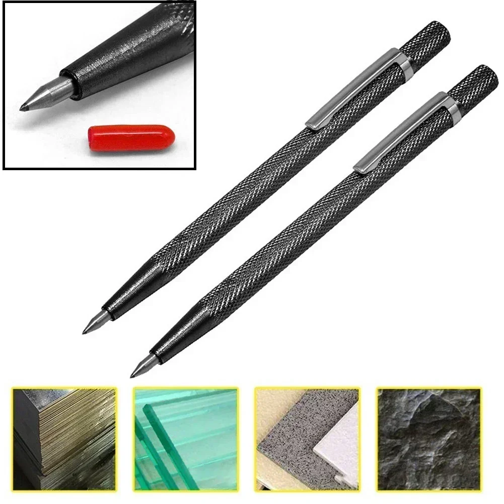 2pcs Metal Tile Cutting Pen 6 Inch Tungsten Carbide Tip Scriber Pen Marking Engraving Pen For Ceramic Wood Carving Hand Tools