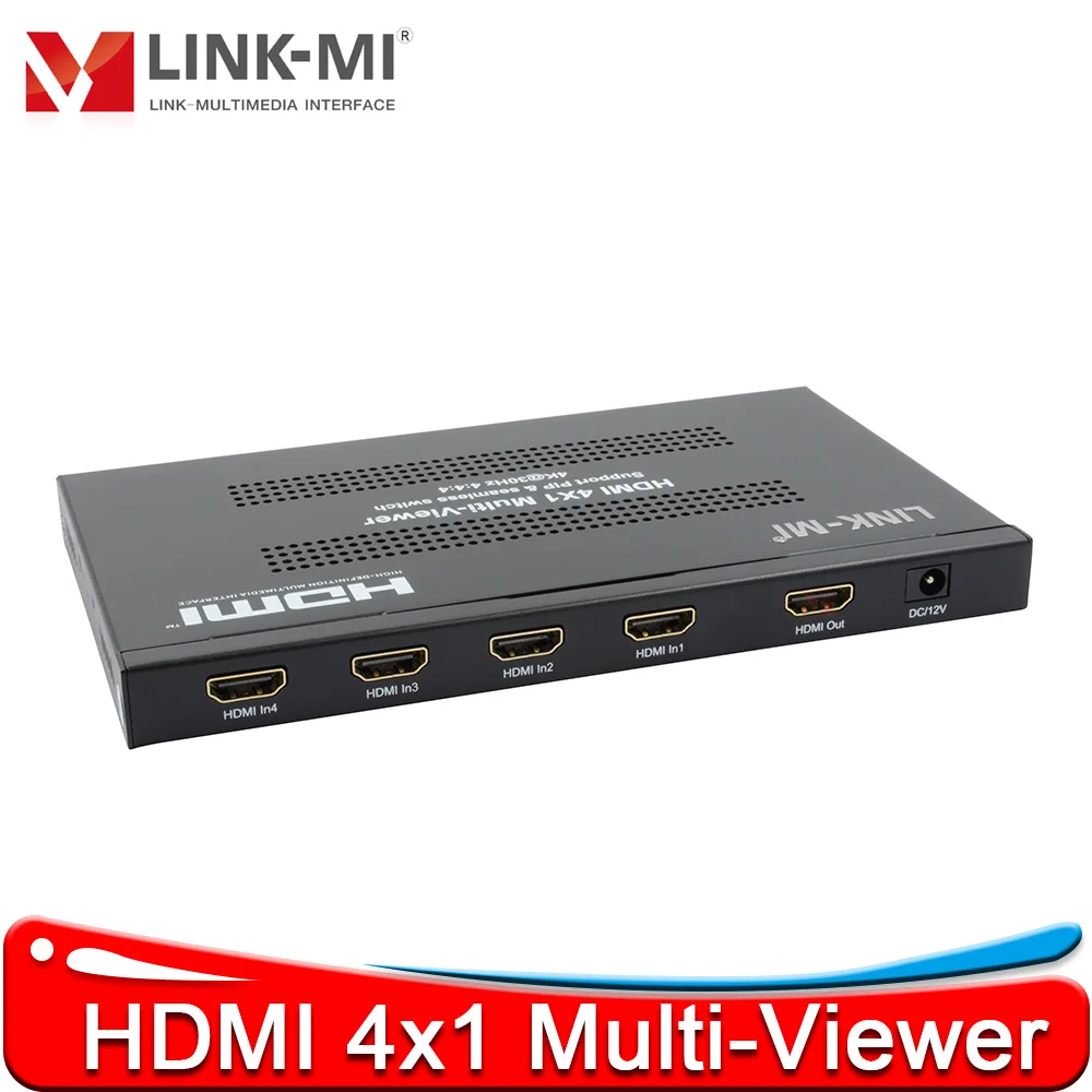 4x1 HDMI マルチビューワー 4K@30Hz、シームレススイッチング、IR&パネルボタン、最大オーディオサンプリングレート 48kHZ をサポート