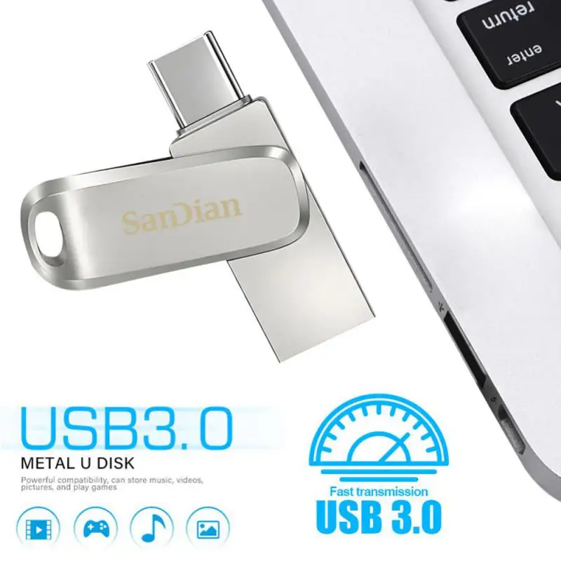 USB3.0 USB Flash Drive 2TB 1TB Pen Drive 128GB Waterproof Type-C Usb Metal High-Speed PenDrive 256G For Computer Storage Devices