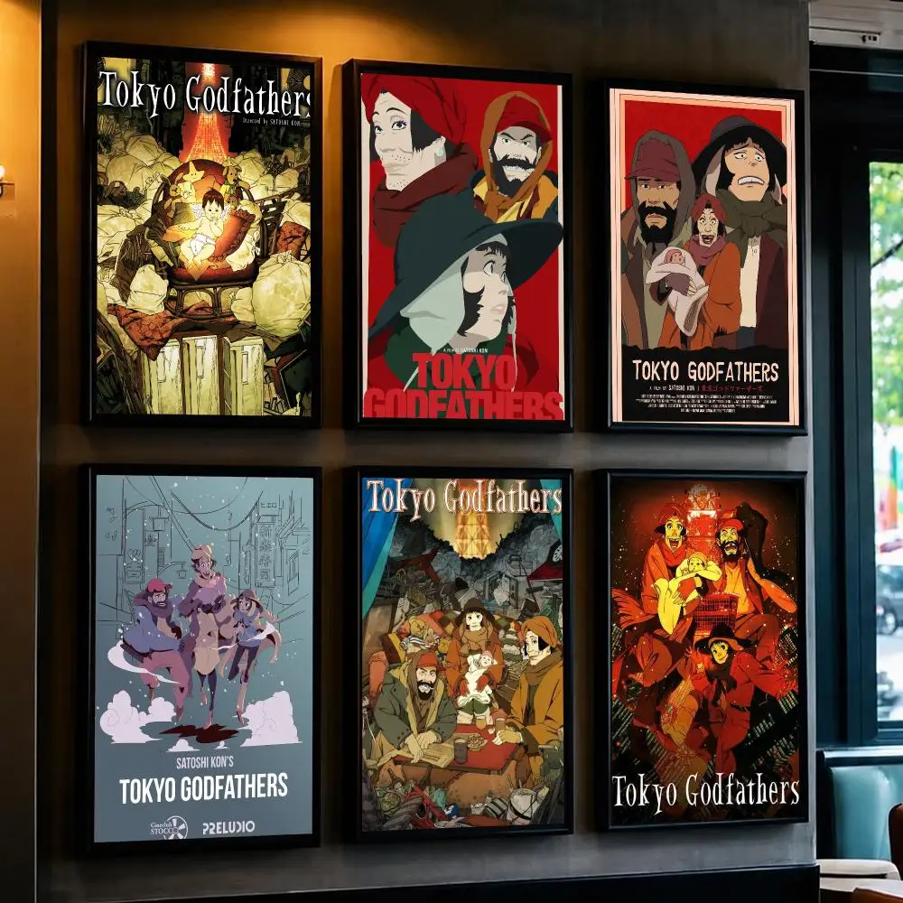 anime T-Tokyo Godfathers-S Poster Minimalist Wall Sticker for Cafe Office Bar Home Decor and Gift