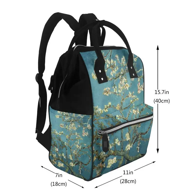 Vincent Van Gogh Almond Blossom Diaper Backpack Multifunction Maternity Mummy Diaper Bag for Baby Large Capacity Nappy Bags