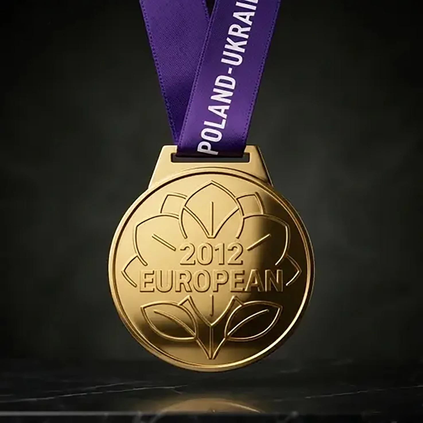 2012 Poland Ukraine European Style Football Medal with Ribbon Collectible Fan Souvenir