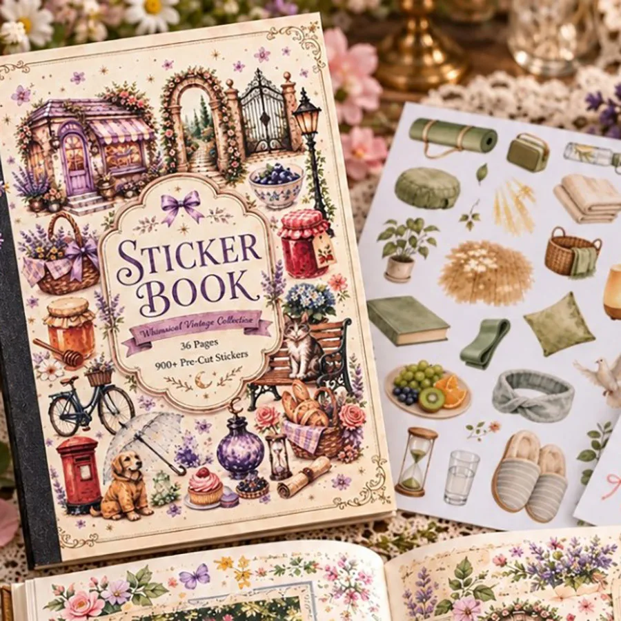 36sheets Pre-Cut Sticker Book, Paper Material for Scrapbooking, Junk Journaling, DIY Crafts, Planner Decoration Collage Stickers
