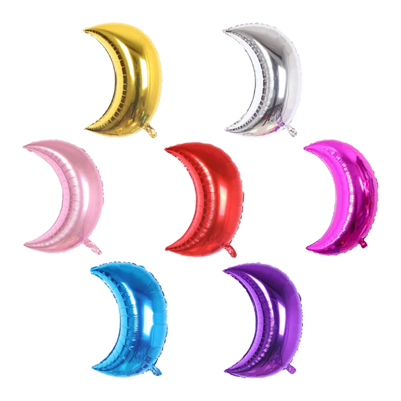 22inch Crescent Moon Foil Balloon Gold Silver Blue Pink Red Purple Helium Globos Baby Shower Kids Toy Birthday Party Decorations