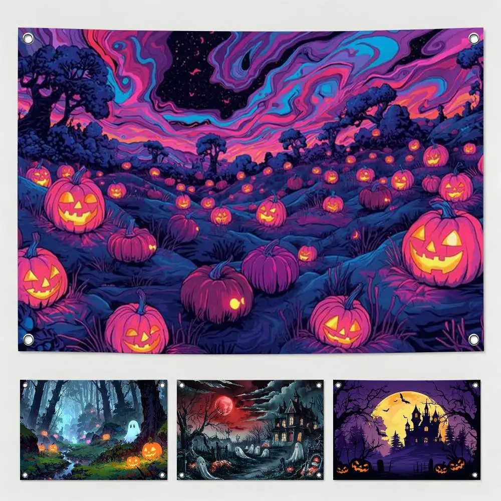 H-Halloween Carnival Art  Flag Suitable For Party Club Outdoor Interior Wall Decoration Banner Fans Gift