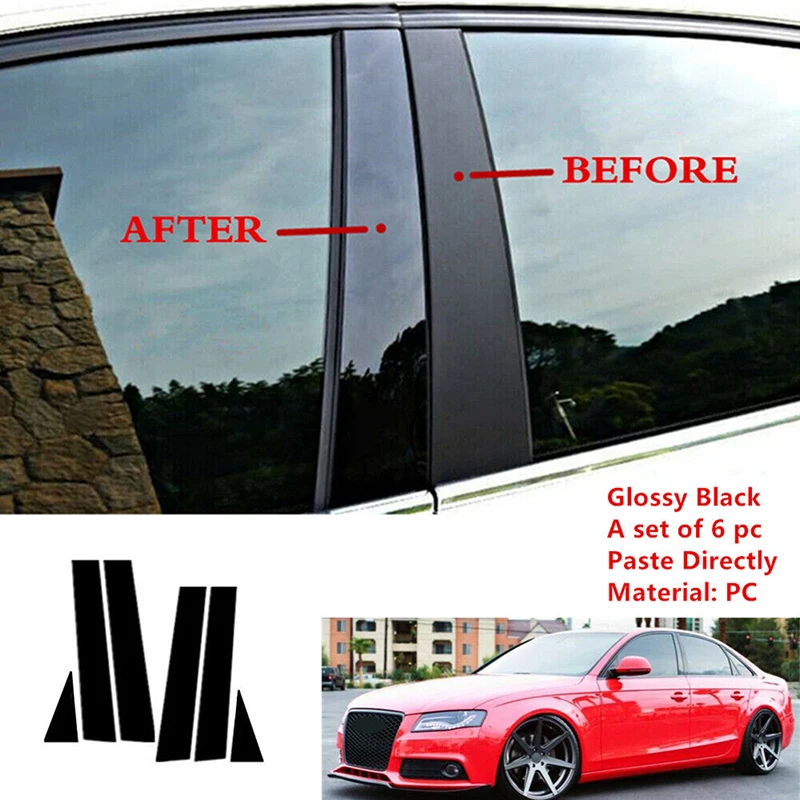 Window Door Column B C Pillar Post Cover Trim Fit Audi A4 B8/8K 4-door Saloon/Sedan 2008-2016 2015 2014 2013 Decoration Stickers