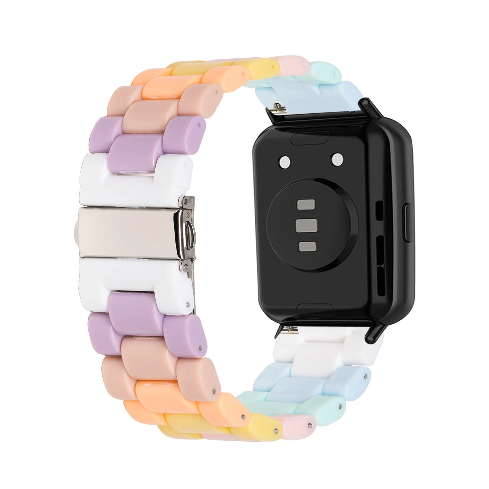 حزام أكريليك لساعة Huawei Watch Fit Band، حزام ملون قابل للتعديل