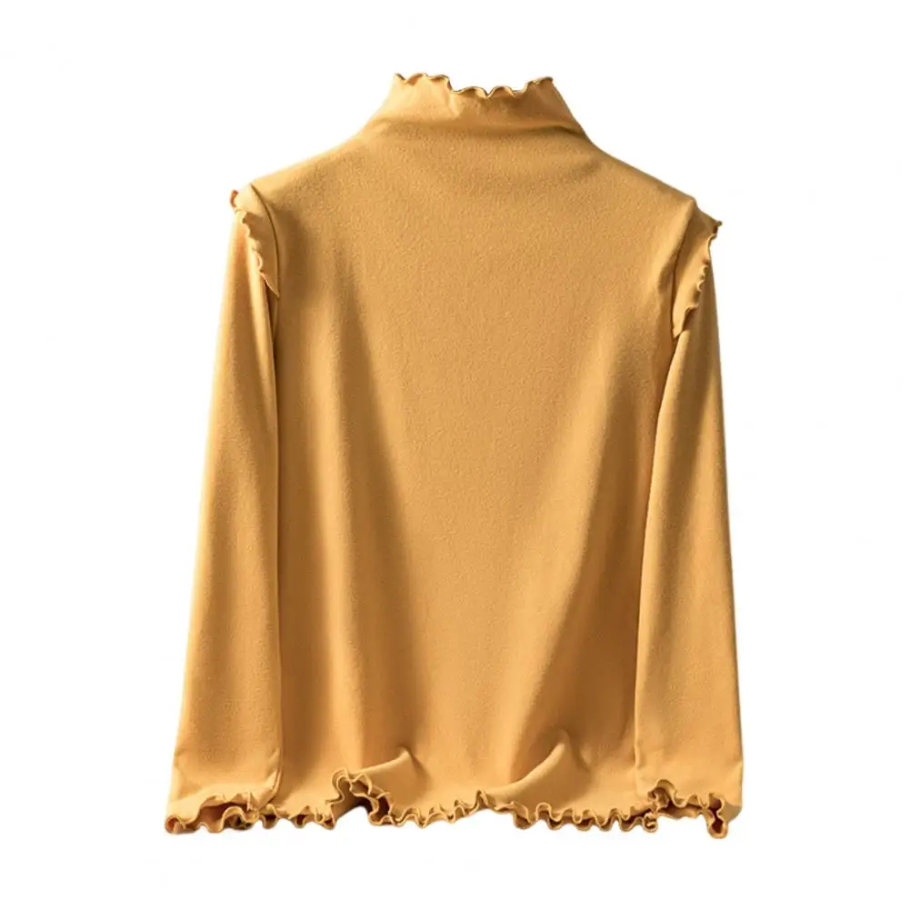 Top a maniche lunghe da donna arricciato Top allentato camicetta Pullover con collo mezzo alto da donna morbida e calda per l'autunno primaverile con collo