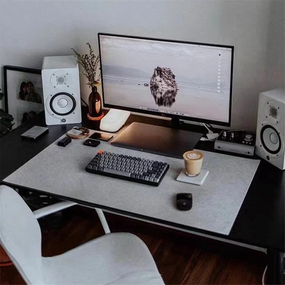 Drip Molding Felt Mouse Pad Office Computer Desk Protector Mat Keyboard Non-Slip Mat Laptop Table Cushion Light GreyJAS