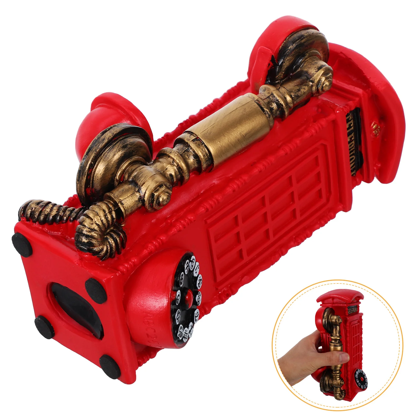 

Telephone Booth Decoration Vintage Resin Rotary Dial Phone Classic Ornament Retro Style Home Office Display