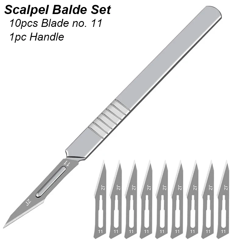 Briefpapier Mes Scalpelmes 11 23. Chirurgische handgreep Set Professionele Cutter Craft Koolstofstaal Metalen doos Open DIY Multitool