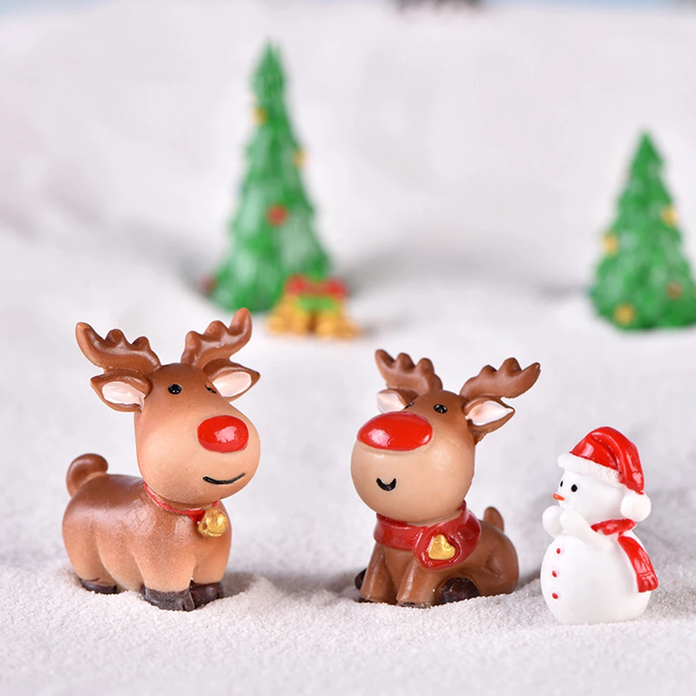 1pc Christmas Mini Resin Santa Claus Ornament Micro Landscape Snowman Figurines Miniatures Xmas Ornament Home Decoration 2023