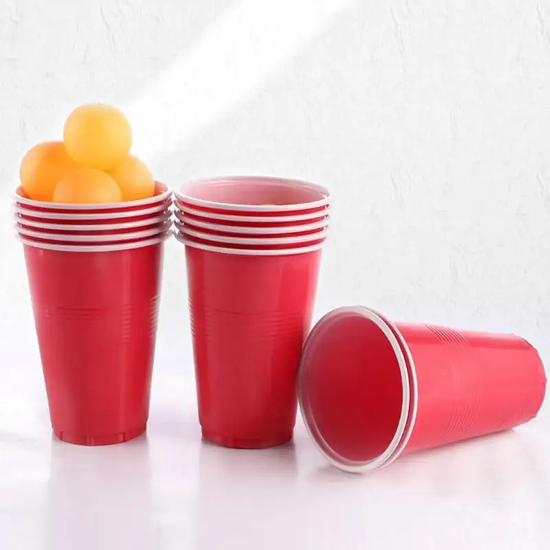 Table Tennis Ball Set Party Game Pong Glasses For Bachelor Red And Blue Beer Drinking Cup Set With Pong Balls &12 Beer Glasses