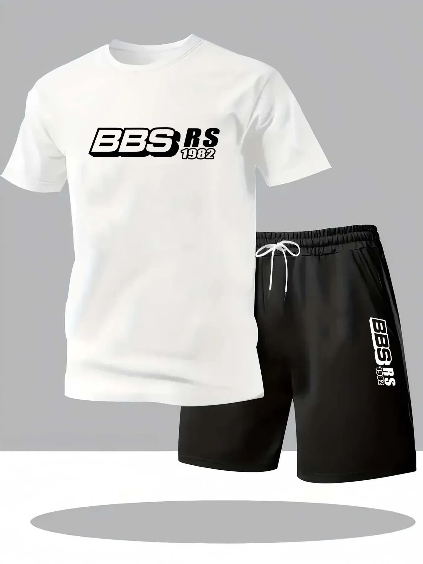 Camiseta y pantalones cortos de verano para hombre، conjunto غير رسمي holgado de talla grande con estampado de letters، camiseta