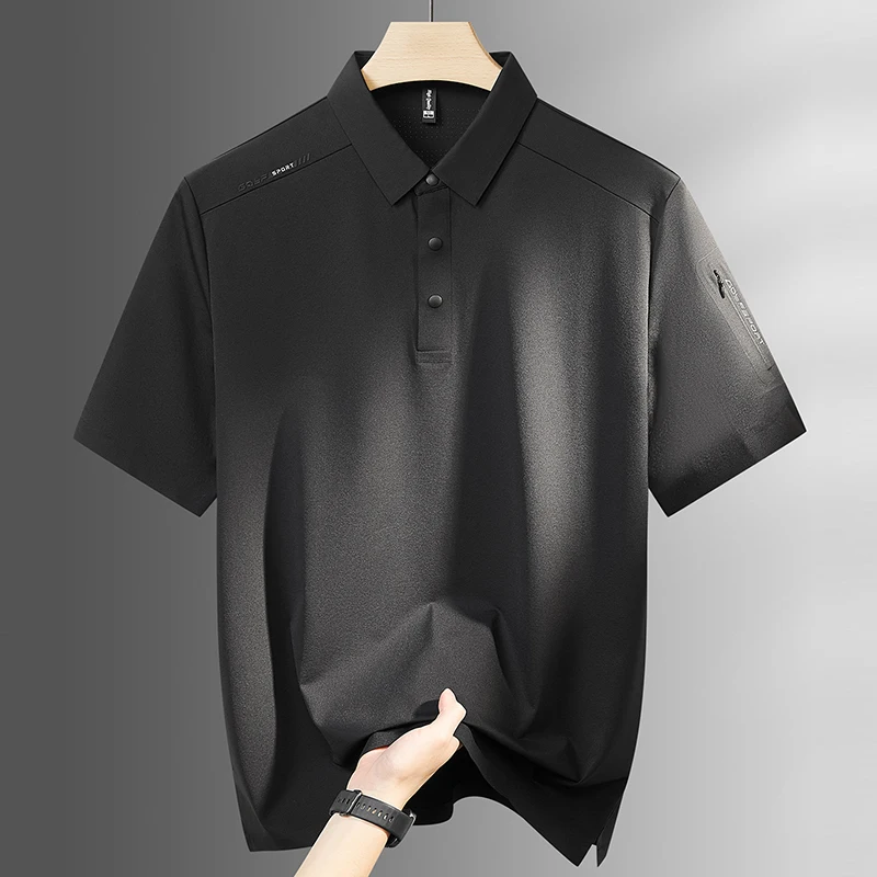 8XL 7XL 6XL 2026 New Summer High End Ice Silk Breathable Polo Shirt Man Tops Tees Luxury Mens Shirts Lapel camisetas masculino