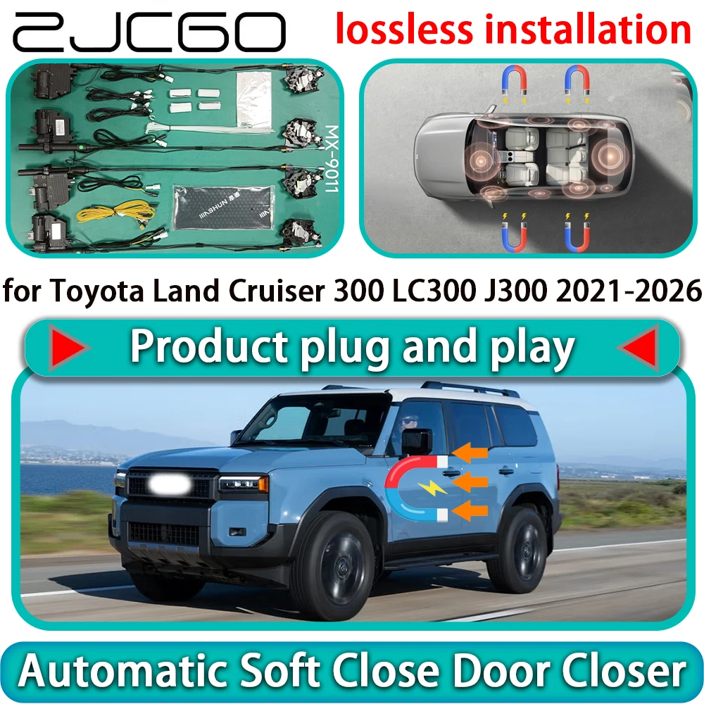 

ZJCGO for Toyota Land Cruiser 300 LC300 J300 2021-2026 Auto Pull Soft Close Door Kit Power Latch Door Catch Soft Closing Assist