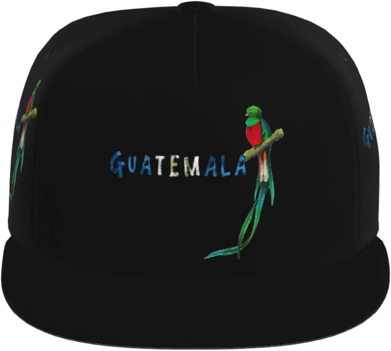 Guatemala Quetzal Flat Bill Hats for Men Snapback Hats for Men Trucker Hat Baseball Cap Gaming Adjustable Brim Black