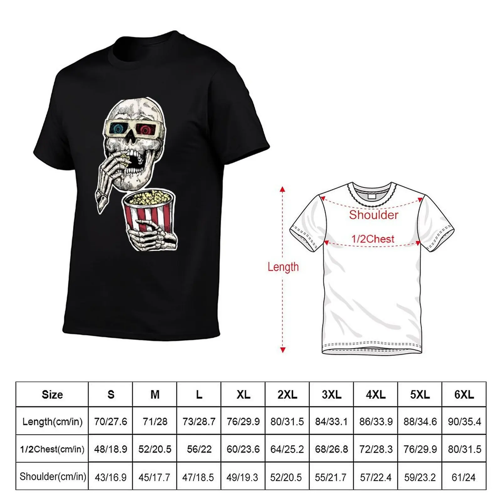 3D Skull and popcorn T-Shirt graphic t shirt vintage plus sizes luxury designer plain Men's clothing