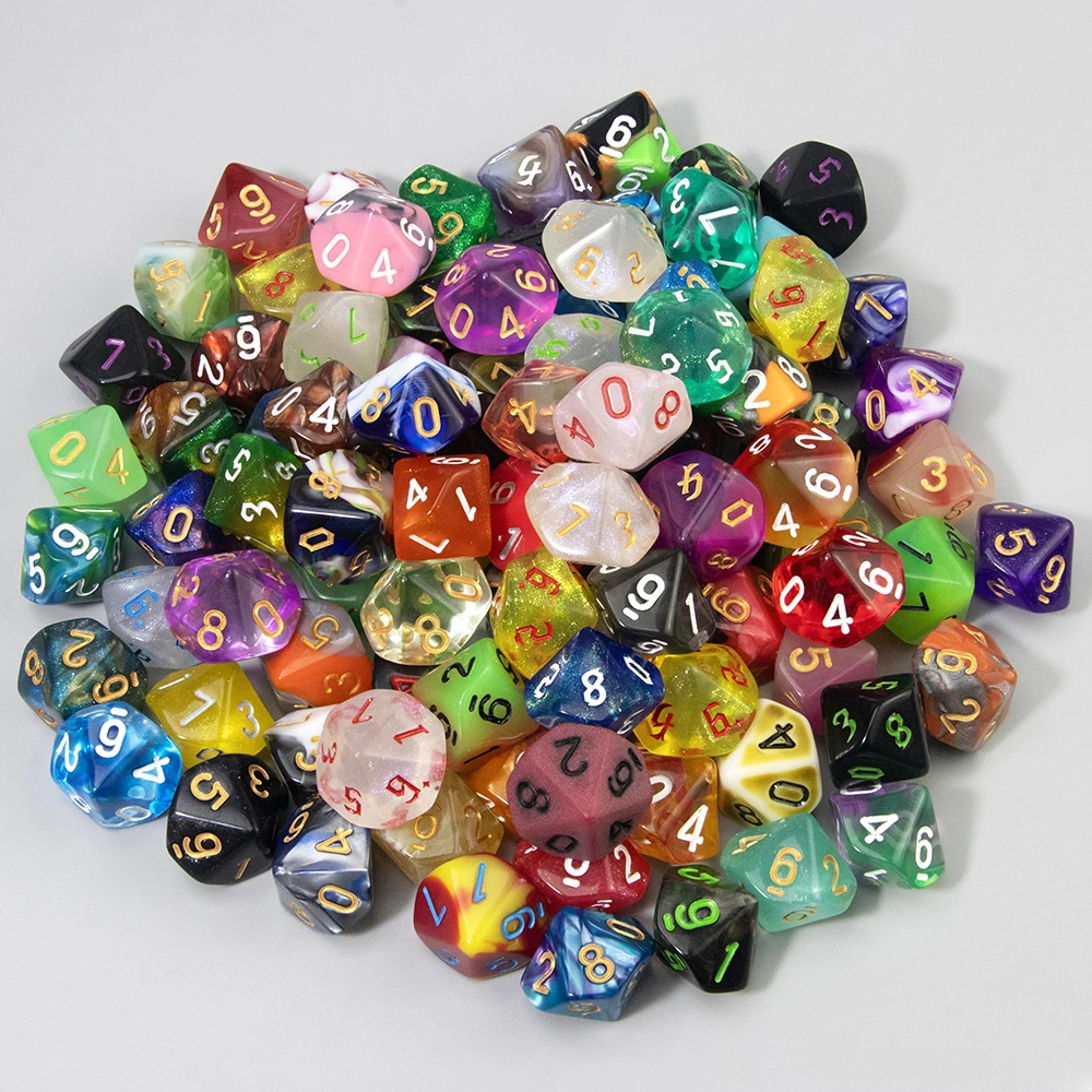 DND Game Dices Random Color Polyhederal Dice Set 10Pcs D4-D20 Perfect for DND Games RPG Board Game Dice